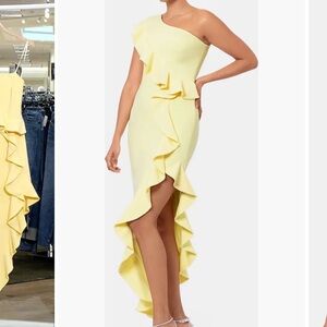 NWOT Betsy & Adam one shoulder ruffle dress